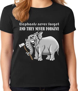 Ladies Graphic Tee Shirt - Elephant Funny Saying T-shirt Clothing Apparel - Picture 1 of 1