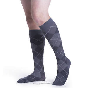 Sigvaris Men's 832CM Compression Calf High Graphite Argyle Med/Long Socks