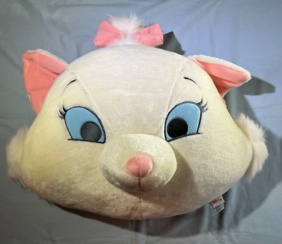 DISNEY STORE ARISTOCATS MARIE WHITE FUR KITTEN GLITTER HEAD PLUSH PILLOW 15x22 - Image 1 of 4