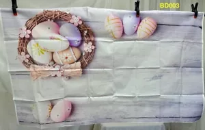Photo Backdrop, Easter, Spring, Wreath, Eggs, on Wood, Vinyl, 5' x 3', NEW! - Picture 1 of 3