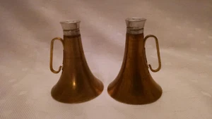 Vintage, Brass, Glass and Tin, Horns,or Cheerleader Megaphones Salt and Pepper - Picture 1 of 10