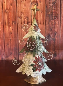 Gallerie II 22” Green Red White Postcard Christmas Tree Decor Card Holder - Picture 1 of 4