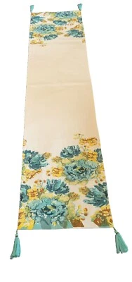 "Cynthia Rowley Bordado Cuentas Flor Borla Mesa Corredor Fiesta Jardín 16""x70""" Foto 1 de 4