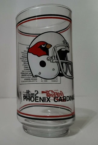 Vintage 1989 Schedule Phoenix Cardinals Drinking Glass-Coca Cola, Smitty's NFL Cover