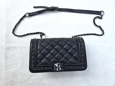 BADGLEY MISCHKA Quilted Black Vegan Leather Crossbody Shoulder Bag Handbag Purse - Image 1 of 4
