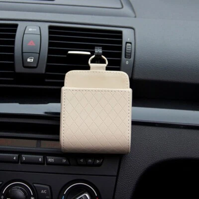 Car Air Vent Outlet Phone Pocket Storage Box Organizer Bag Holder Pouch Leather - Image 1 of 4