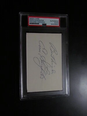 Enos Slaughter Signed Index Card PSA Encapsulated  - Image 1 of 3