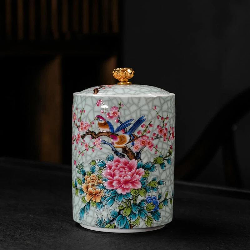 5.5in Chinese Sealed Tea Caddy Household Kitchen Container Ceramic Storage Jar - Image 1 of 3