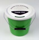 Charity Donation Collection Money Bucket/Box Thank you labels  & security ties