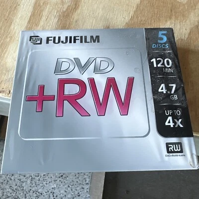 BRAND NEW Pack Of 5 DVD-RW Fujifilm Discs Disks DVDs 120 Min 4.7GB Jewel Cases - Image 1 of 2