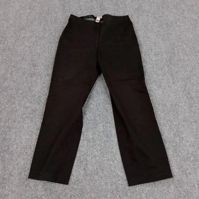 Pantalones Sigrid Olsen para mujer 10 negros chinos delanteros planos pierna recta elásticos Foto 1 de 4