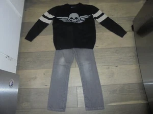 Gap Kids gray skinny jeans with matching skull sweater outfit set boys 6 - Picture 1 of 7