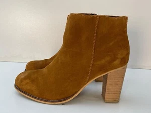 Joe Browns Leather Ladies Pointed Toe Size Zip Up Block Heel Booties Size 8 -B30 - Picture 1 of 8
