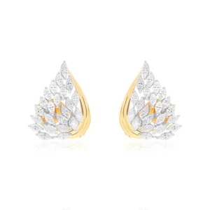 2.20 Ct SI/H Marquise Diamond Feather Stud Earrings 18k White/Yellow Solid Gold - Picture 1 of 11