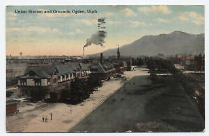 1915 Union Station and Grounds postcard Ogden UT [s.5431]