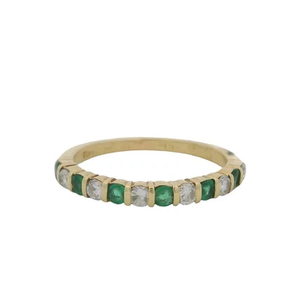 Anillo Tiffany & Co Vintage Oro Amarillo 18kt Diamante Alterno Esmeralda Banda Foto 1 de 4