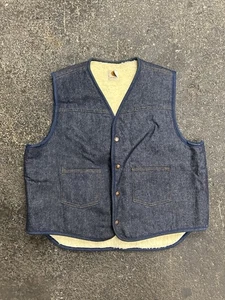 Carhartt Sherpa-Lined Denim Vest Snap On Mens XL VTG 70s/80s Workwear - Picture 1 of 5