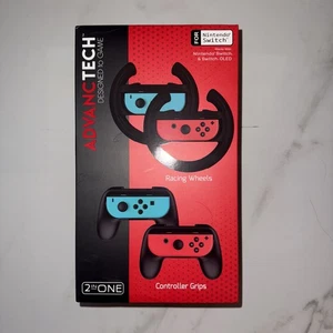 Nintendo Switch Joy Con Zubehör Lenkrad und Controller Griffe 2 in 1 - Bild 1 von 1