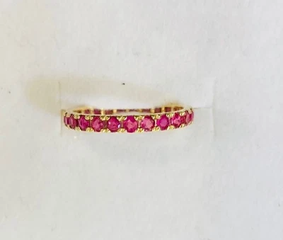 Anillo solitario con racimo de oro amarillo macizo de 14k con rubí redondo natural tamaño 1,4 GM6,2 Foto 1 de 4