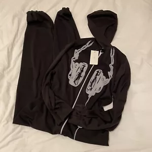 Womens New Look Size S Jumpsuit Black Headphones Print Stretch New Pjs - Picture 1 of 8