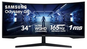 SAMSUNG 34" Odyssey G5 Ultra-Wide Gaming Monitor Curved LC34G55TWWNXZA - Black - Picture 1 of 7