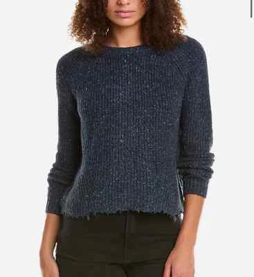 Suéter Pullover Otoño Cachemira Envejecido Lana y Seda Tejido Negro Moteado M Foto 1 de 4