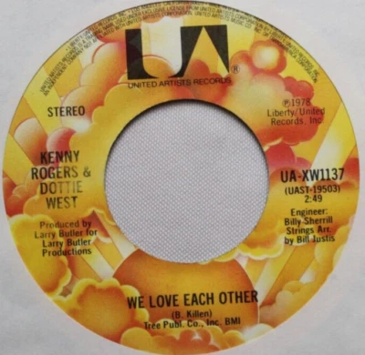 KENNY ROGERS EVERY TIME TWO FOOLS COLLIDE / LOVE EACH OTHER 45 7" JUKEBOX RECORD - Image 1 of 2