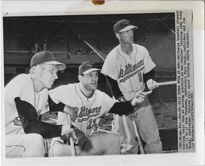 Original 1961 Busby Dropo Stephens Baltimore Orioles Type 3 Press Wire Photo - Picture 1 of 2