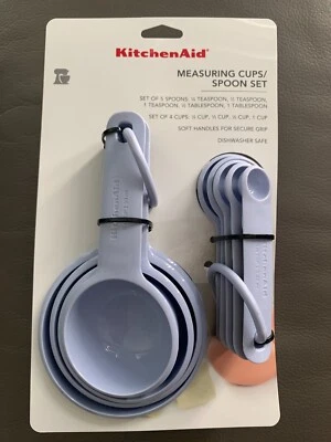 KitchenAid Multiple Color 4 Measuring Cup & 5 Spoon Set w/ Soft Handles NEW - Image 1 of 4