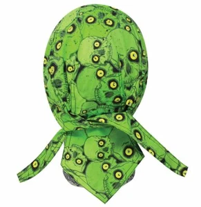 Neon Green Yellow Eyes Doo Rag Headwrap Skull Cap Biker Durag Sweatband Capsmith - Picture 1 of 3