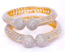 Indian Gold Plated AD CZ Bracelet Bangle 2p Set Bollywood Fashion Jewelry Women