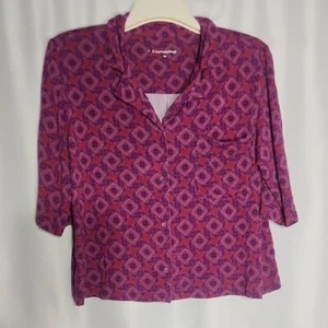 Soft Surroundings Womens Purple Geometric Shape Collared Blouse Size M - Picture 1 of 5