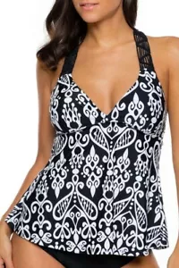 TANKINI "S (4-6)" Ladies Patchwork Printed Open Back Tankini Swim Top Only - Picture 1 of 4
