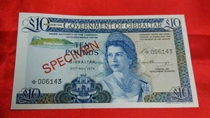 GIBRALTAR - GOVERMENT OF GIBRALTAR  10 POUND SPECIMEN - UNC - Bild 1 von 2