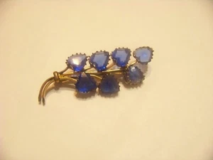 Vintage Czechoslovakian blue heart bouquet brooch Czech costume jewelry estate - Picture 1 of 4