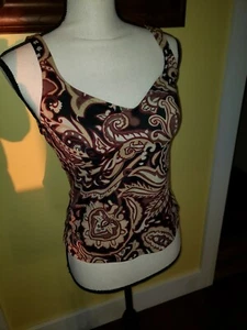 Jantzen Tankini Oberteil schwarz braun Paisleys Schwimmträger Gr. 8 Bademode - Bild 1 von 6