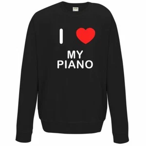 My Piano I Love Sweater Pullover Adult Crew Neck Long Sleeved Sweatshirt - Picture 1 of 34