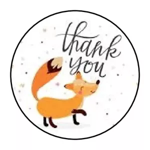 30 THANK YOU FOX FAVOR 1.5 INCH LABELS ROUND STICKERS - Picture 1 of 1