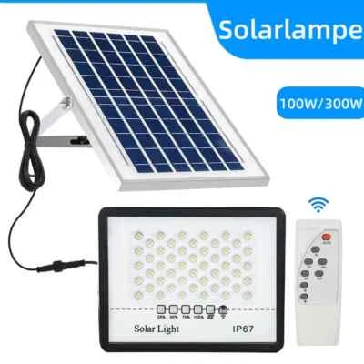 100W-300W LED Solarleuchten Außen Solarlampe Straßenlampe Fluter Strahler Garten - Bild 1 von 4