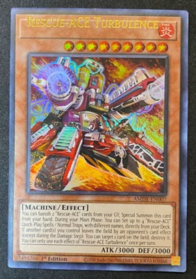 Rescue-Ace Turbulence - Yugioh - AMDE-EN007 - 1st Ed - Misprint Text - Image 1 of 2