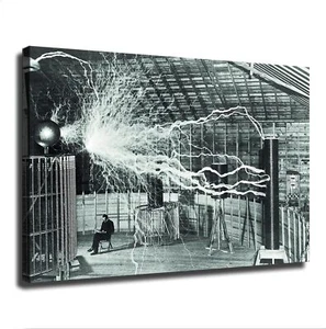 Nikola Tesla Poster Canvas print Wall Art Bedroom Living Room Decor Framed - Picture 1 of 5