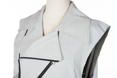 CHRISTIAN DADA 灰色格子无袖不对称夹克双排扣 S — 第 1/4 张图片