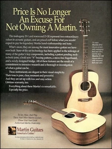 Martin D-1 & D-1R 1994 palo de rosa guitarra acústica anuncio 8 x 11 impresión de anuncio - Imagen 1 de 3