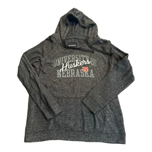Nebraska Huskers Football WOMENS XL Black Sweatshirt Hooded - Picture 1 of 3