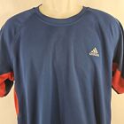 Adidas Men T Shirt Short Sleeve Clima365 Cool Logo Size Large Blue Red RoundNeck