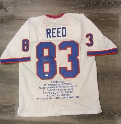 ANDRE REED signed COA Stat Jersey auto autograph JSA Buffalo Bills HOF - Image 1 of 3