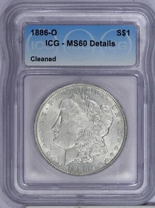 1886-O Morgan Silver Dollar ICG MS60 Details - Nice look still lustrous! - Picture 1 of 2