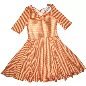Abito ballerina a righe gialle Dot Smile 7 arancione manica a 3/4 nuovo con etichette - Foto 1 di 3