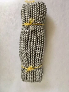 25 M Atlaskordel Viscosa/Cotone 6 MM Argento Spago - Foto 1 di 1