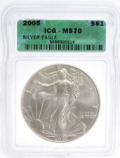 2005 $1 American Liberty Silver Eagle 1 Oz Fine US Mint Coin ICG MS 70